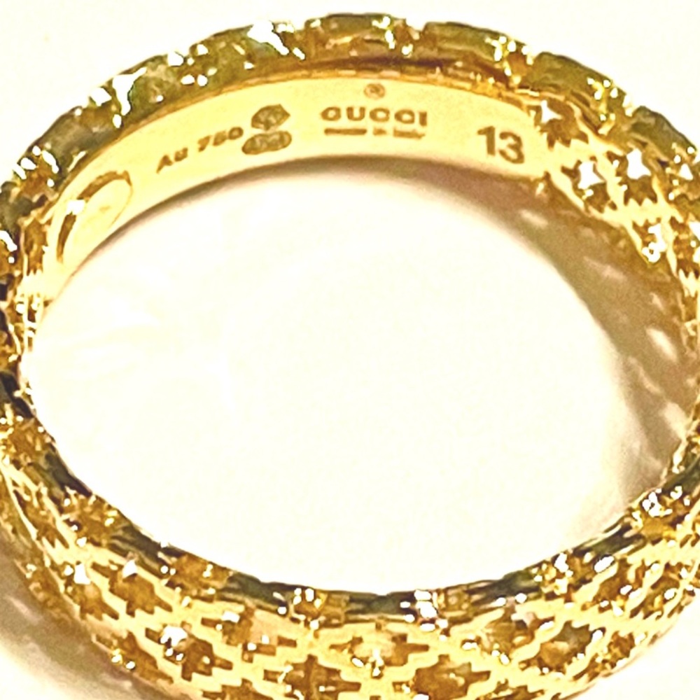 New Authentic Gucci 18K Gold Diamantissima Ring - Picture 8 of 12